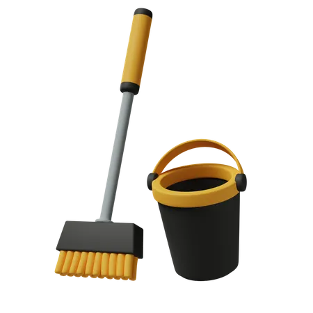Mop And Bucket  3D Icon
