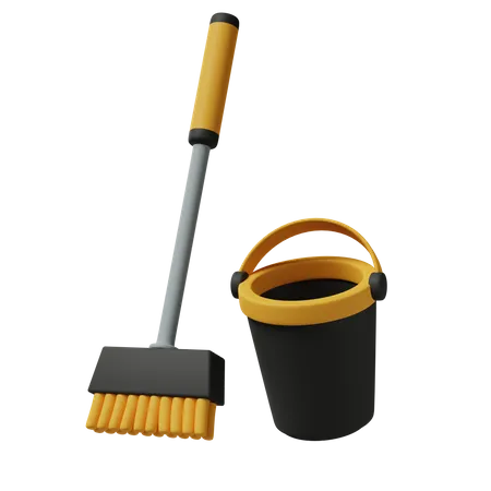 Mop und Eimer  3D Icon