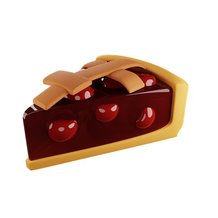 Morceau de tarte aux cerises  3D Illustration