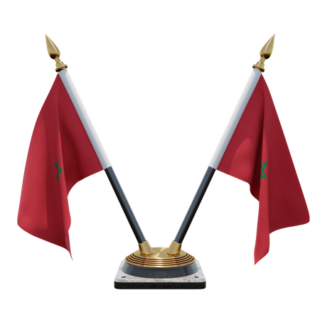 Morocco Double Desk Flag Stand 3D Illustration