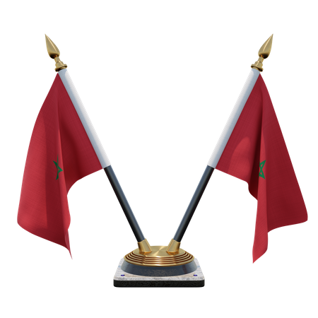 Morocco Double (V) Desk Flag Stand  3D Icon