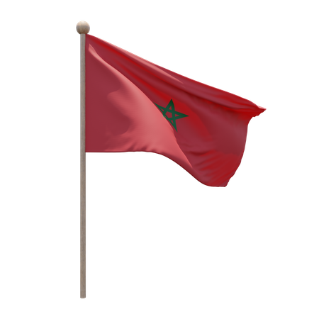 Morocco Flag Pole  3D Flag