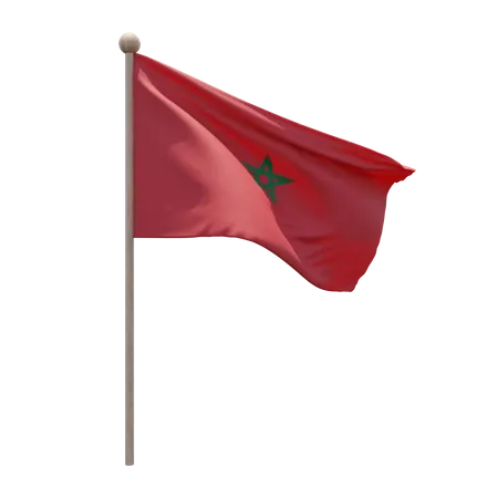 Morocco Flag Pole  3D Flag