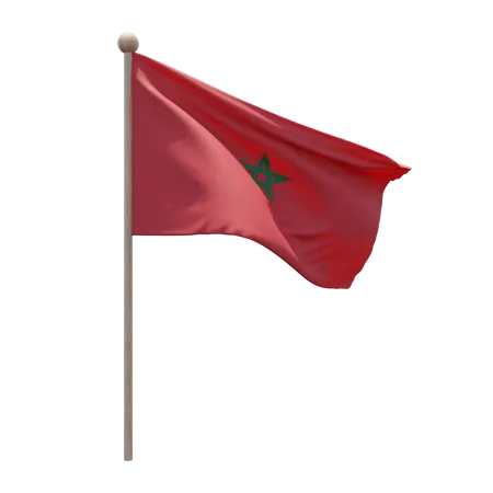 Morocco Flag Pole 3D Illustration