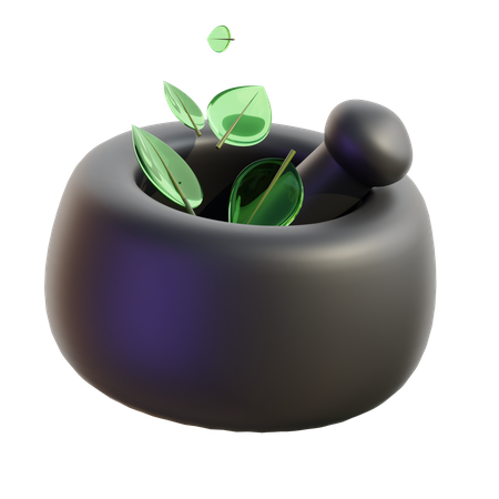 Mortar And Herbs  3D Icon