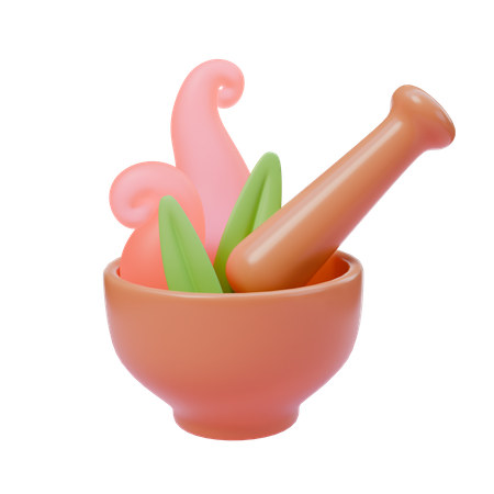 Mortar with pestle. Magic smoke  3D Icon