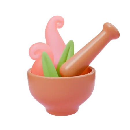 Mortar with pestle. Magic smoke  3D Icon