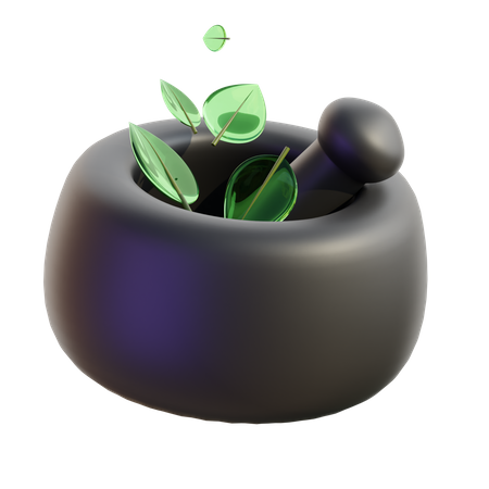 Mortier et herbes  3D Icon