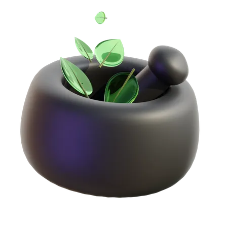 Mortier et herbes  3D Icon