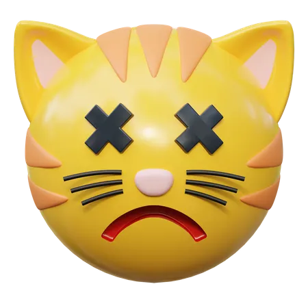 Olho Morto Rosto Expressao Gato Emoticon Adesivo 3 D Icone Ilustracao 3D Icon