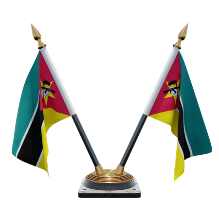 Mosambik Doppel-Tischflaggenständer  3D Flag