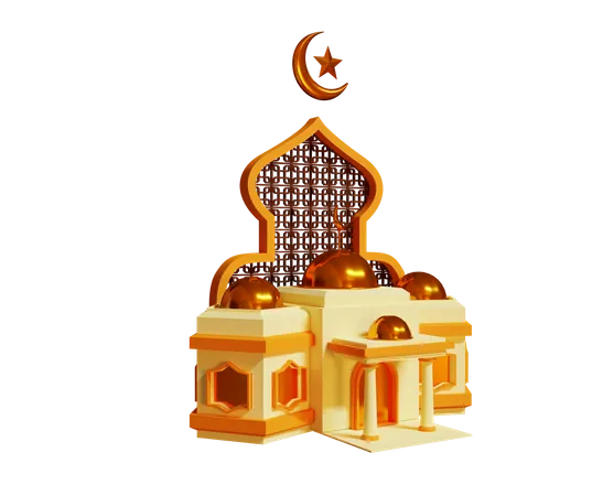 Ramadan-Moschee-Podium  3D Illustration