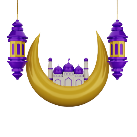 Moschee mit Laterne  3D Illustration