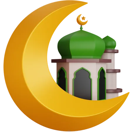 Moschee mit Mond  3D Icon