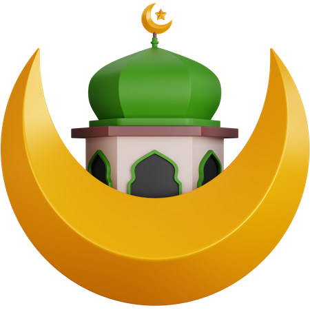 Moschee mit Mond  3D Icon