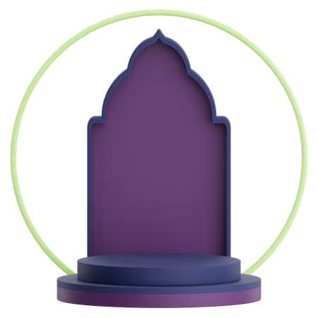 Moschee-Tür mit Podium für Ramadan-Feier  3D Illustration