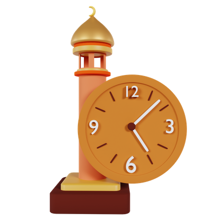 Moschee-Turm mit Uhr  3D Icon