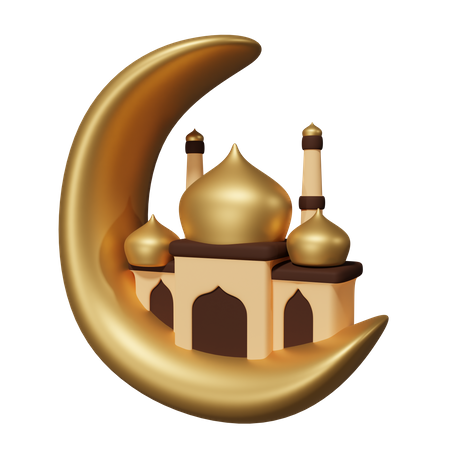 Moschee und goldener Mond  3D Icon