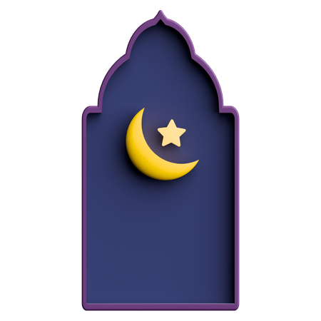 Moschee-Tür mit Halbmond und Stern Ramadan-Feier  3D Icon