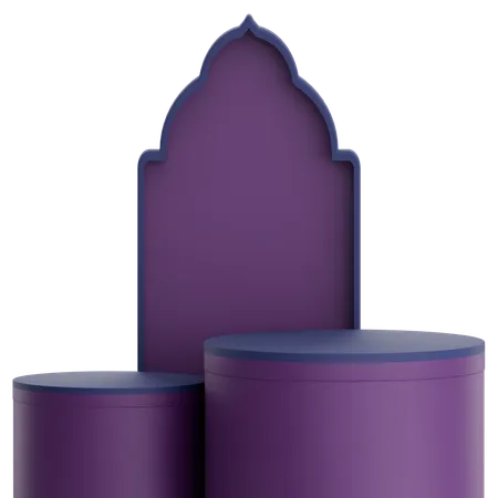 Moschee-Tür mit Podium für Ramadan-Feier  3D Illustration