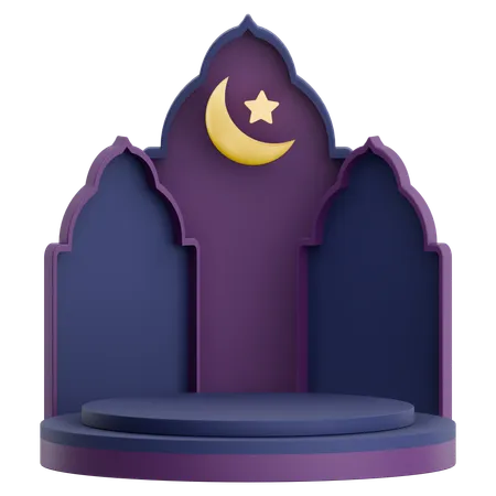 Moschee-Tür mit Podium für Ramadan-Feier  3D Illustration