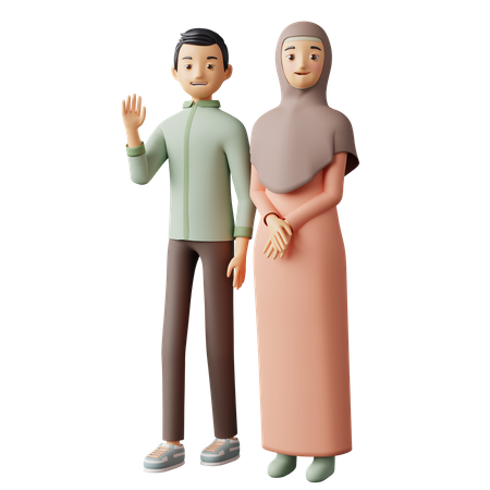 Moslem Couple 3D Illustration