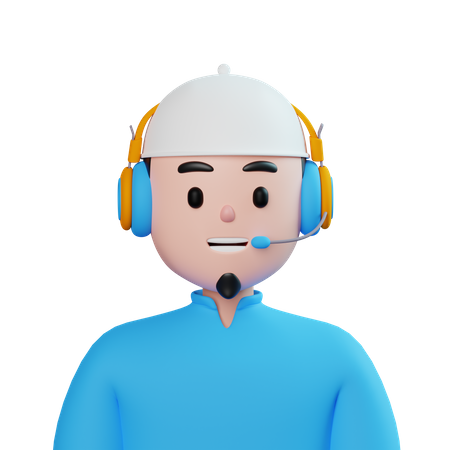 Moslem Male Customer Call Service  3D Icon