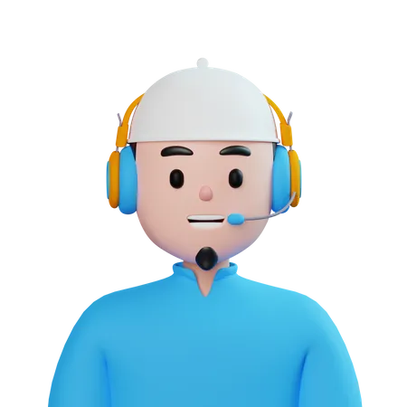 Moslem Male Customer Call Service  3D Icon