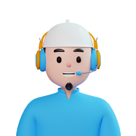 Moslem Male Customer Call Service 3D Icon