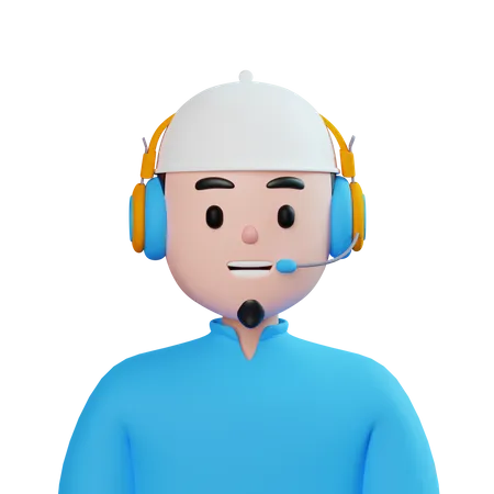 Moslem Male Customer Call Service 3D Icon