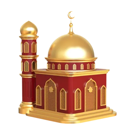 Red And Gold Mosque 3 D Illustration 3D Illustration