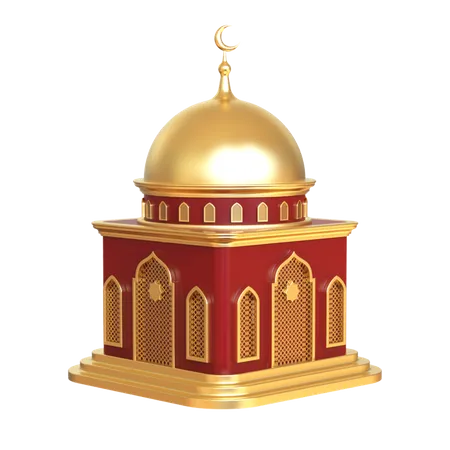 Red And Gold Mosque 3 D Illustration 3D Illustration