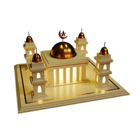 3 D Mosque On Night 3D Illustration