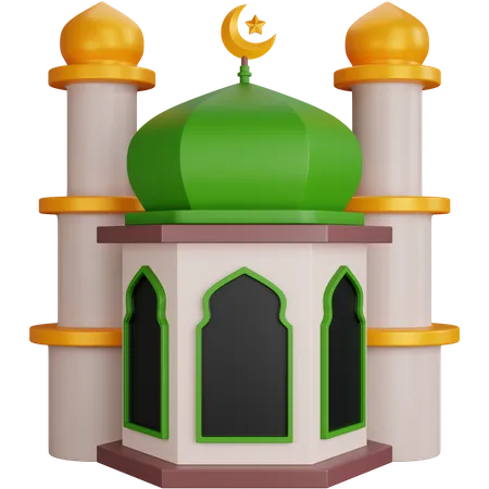 3 D Rendering Mosque With A Tower Isolated 3D Icon