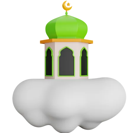 3 D Rendering Beautiful Mosque Above The Clouds Isolated 3D Icon