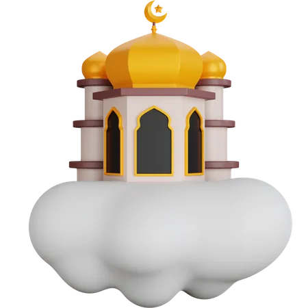 3 D Rendering Mosque Above The Clouds Isolated 3D Icon
