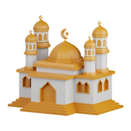 3 D Rendering Mosque Isolated Useful For Muslim Religion Ramadan Kareem Eid Al Fitr Design Element 3D Icon
