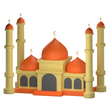 Mosque With 3 D Design Style 3D Icon