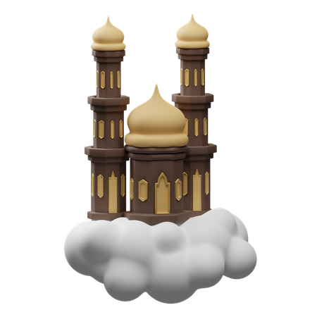 Mosque above the clouds  3D Icon