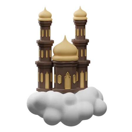 Mosque above the clouds  3D Icon