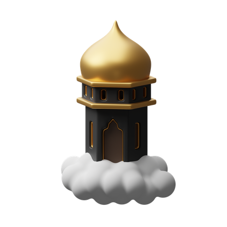 Mosque and Clouds  3D Icon