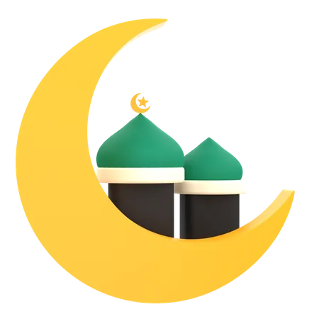 Mosque And Crescent Moon  3D Icon