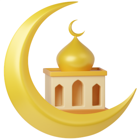 Mosque And Golden Moon  3D Icon