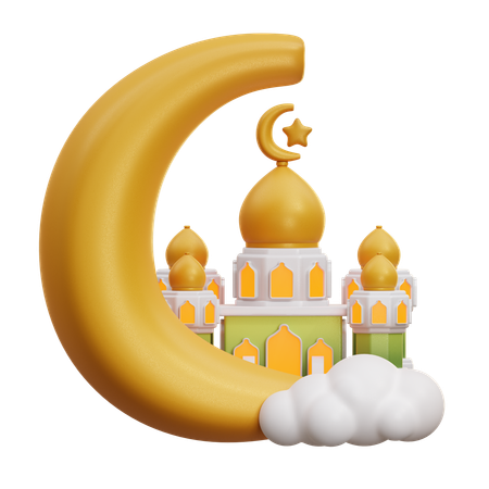 Mosque And Moon  3D Icon