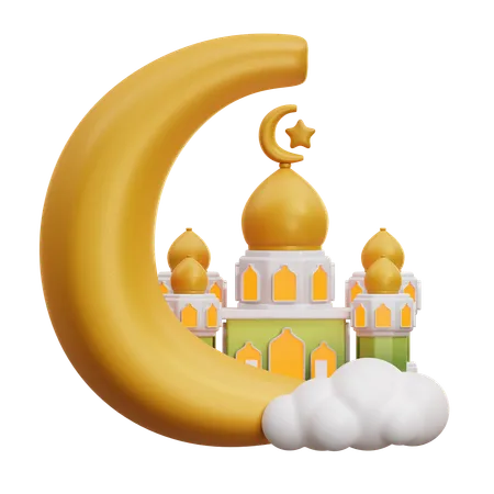 Mosque And Moon  3D Icon