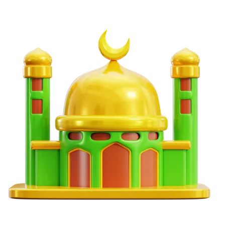 Great Mosque Islamic Prayer Building With Dome And Minaret 3 D Icon Illustration Render Design 3D Icon