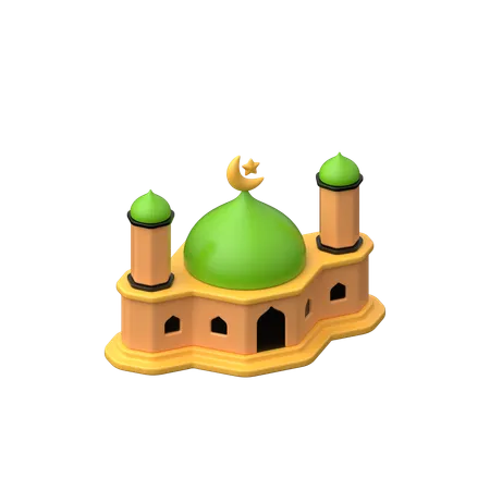 A 3 D Icon Portraying A Mosque Building Representing Spiritual Sanctuary Community Worship And Architectural Beauty In Islamic Culture And Tradition 3D Icon