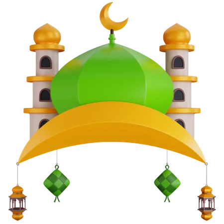 3 D Illustration Ramadan Mosque Decoration 3D Icon