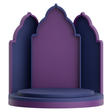 Mosque Door With Podium For Ramadan Celebration  3D Illustration