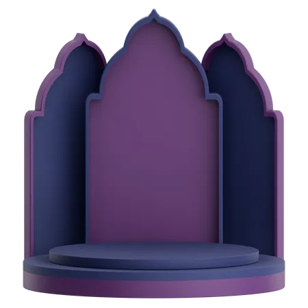 Mosque Door With Podium For Ramadan Celebration  3D Illustration